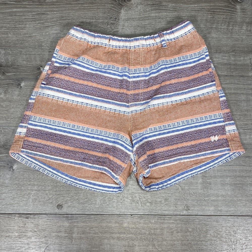 Without Walls Terry‎ Cloth Beach Shorts M Striped Retro Loopback Knit Surf Style